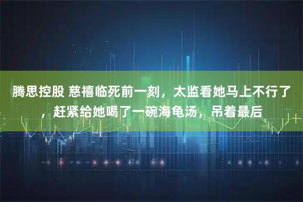 腾思控股 慈禧临死前一刻，太监看她马上不行了，赶紧给她喝了一碗海龟汤，吊着最后