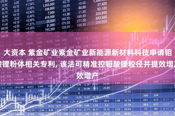 大资本 紫金矿业紫金矿业新能源新材料科技申请钼酸锂粉体相关专利, 该法可精准控钼酸锂粒径并提效增产